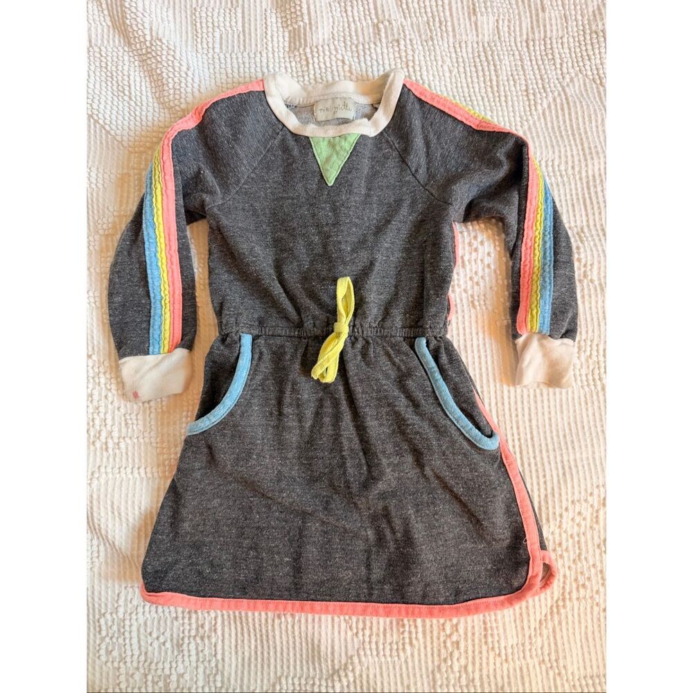 Miki Miette‎ Rainbow Sweatshirt Dress 2T Gray